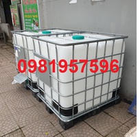 1 Bồn nhựa 1000 lít, tank nhựa IBC 1000l, Bồn nhựa khung sắt cũ mới