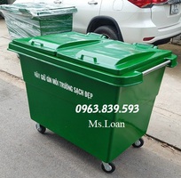 9 Bán thùng rác công cộng loại có bánh xe và nắp đậy giá sỉ.