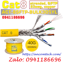 15 Dây Cáp CAT8 SFTP Dạng Xoắn 23AWG tốc độ 40G 2000MHz Hỗ Trợ PoE, ACT-8SFTP- BULK305YL, sẵn kho