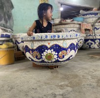 1 Nghệ nhân dán miễng sành sứ - ốp sành - chuyên chậu hoa - bể cá cảnh
