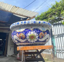 2 Nghệ nhân dán miễng sành sứ - ốp sành - chuyên chậu hoa - bể cá cảnh