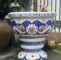 5 Nghệ nhân dán miễng sành sứ - ốp sành - chuyên chậu hoa - bể cá cảnh