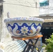 6 Nghệ nhân dán miễng sành sứ - ốp sành - chuyên chậu hoa - bể cá cảnh