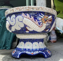 17 Nghệ nhân dán miễng sành sứ - ốp sành - chuyên chậu hoa - bể cá cảnh
