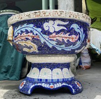 18 Nghệ nhân dán miễng sành sứ - ốp sành - chuyên chậu hoa - bể cá cảnh