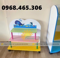 2 Kệ gỗ MDF mầm non 3 tầng, kệ gỗ mầm non nhiều màu