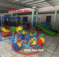 Đu quay đạp chân trẻ em, xích đu treo mầm non bằng sắt