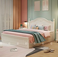 Giường Ngủ Gỗ Tự Nhiên Màu Trắng Cổ Điển Thanh Lịch