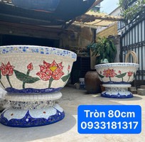 4 Chậu xi măng, cốt sắt bên ngoài ốp miếng sành sứ tinh tế
