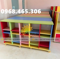 3 Tủ cặp dép mầm non, tủ cặp mầm non bằng gỗ