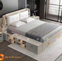 2 Giường Ngủ Gỗ Công Nghiệp Bọc Nệm Đầu Giường Thông Minh