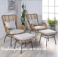 2 Bàn ghế mây nhựa trang trí ngoại thất