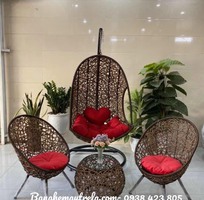 4 Bàn ghế mây nhựa trang trí ngoại thất