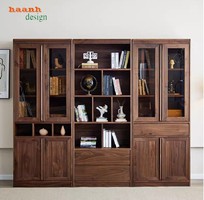 Tủ sách đẹp hiện đại bằng gỗ óc chó   điểm nhấn sang trọng cho văn phòng của bạn