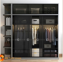 Tủ Quần Áo Cánh Kính Cửa Lùa Kết Hợp Kệ Trang Trí Hiện Đại