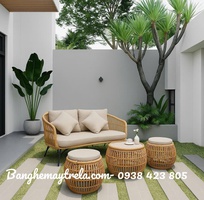 1 Bàn ghế sofa mây nhựa ngoài trời