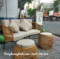 2 Bàn ghế sofa mây nhựa ngoài trời
