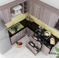Tủ Bếp Gỗ Công Nghiệp MDF Phủ Melamine Chữ L Hiện Đại