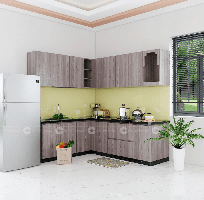 1 Tủ Bếp Gỗ Công Nghiệp MDF Phủ Melamine Chữ L Hiện Đại