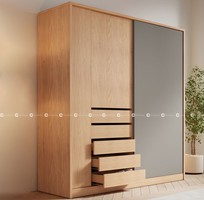 2 Tủ Quần Áo Gỗ Công Nghiệp Cửa Lùa Có Hộc Kéo Cao Cấp