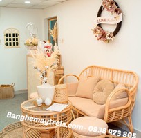 Bàn ghế sofa mây tự nhiên tay cuộn phòng khách