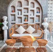 1 Bàn ghế sofa mây tự nhiên tay cuộn phòng khách