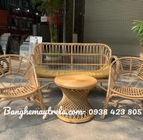 2 Bàn ghế sofa mây tự nhiên tay cuộn phòng khách