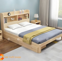 1 Giường Ngủ Gỗ Công Nghiệp Có Kệ Đầu Giường Tiện Lợi