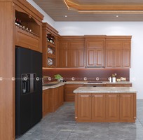1 Tủ Bếp Gỗ Xoan Đào Kết Hợp Bàn Đảo Hiện Đại, Tiện Nghi