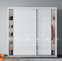 Tủ Quần Áo Gỗ Công Nghiệp MDF Cánh Lùa Màu Trắng Hiện Đại