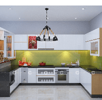 Tủ Bếp MDF Phủ Melamine Chữ U Tối Ưu Công Năng