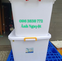2 Thùng nhựa trắng đa năng có bánh xe tiện dụng. Giá sỉ tại Phước Đạt