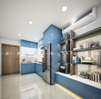 1 Tủ Bếp Gỗ Công Nghiệp MDF Màu Xanh Phối Trắng Đẹp Tiện Nghi