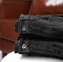 2 Quần jean ống suông Defoxx đen muối tiêu indigo co giãn nhẹ