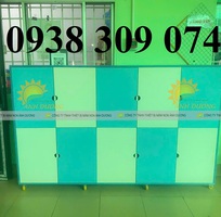 5 Tủ cặp mầm non gỗ cao su, tủ đựng balo mầm non MDF