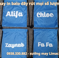 Xưởng in balo dây rút xanh dương logo công ty