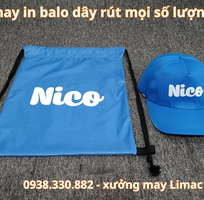 Cơ sở in balo dây rút hãng thời trang Nico xanh dương