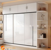 2 Tủ Quần Áo Cửa Lùa Màu Trắng Có Kệ Trang Trí Hiện Đại
