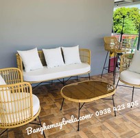 Sofa nhựa giả mây ngoài trời