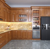 1 Tủ Bếp Gỗ Xoan Đào Thiết Kế Chữ U Tiện Dụng