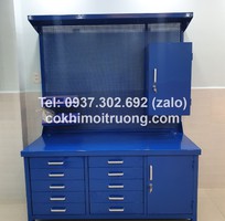2 Bàn nguội cơ khí mặt gỗ kết hợp bảng treo, bàn thao tác cơ khí