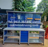 10 Bàn nguội cơ khí mặt gỗ kết hợp bảng treo, bàn thao tác cơ khí
