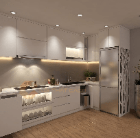 Tủ Bếp Gỗ MDF Phủ Acrylic Màu Trắng Đẹp Hiện Đại