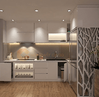 1 Tủ Bếp Gỗ MDF Phủ Acrylic Màu Trắng Đẹp Hiện Đại