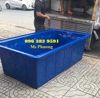 Thùng nhựa chữ nhật 1100lit màu xanh dương đẹp, dùng lâu không phai