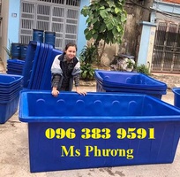 2 Thùng nhựa chữ nhật 1100lit màu xanh dương đẹp, dùng lâu không phai