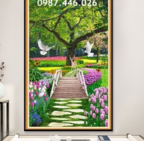 4 Gạch tranh ốp tường tranh gạch 3d vườn hoa HP98282