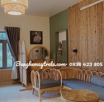 1 Bàn ghế mây tự nhiên lưng hoa