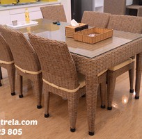 4 Bàn ghế ăn đan dây nhựa 4 Bàn ghế ăn đan dây nhựa