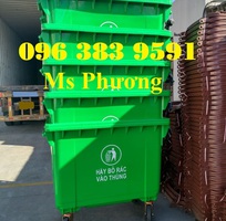 Thùng rác nhựa 660 lít dung tích lớn, nắp kín chắn mùi, giúp giữ vệ sinh môi trường sạch đẹp 